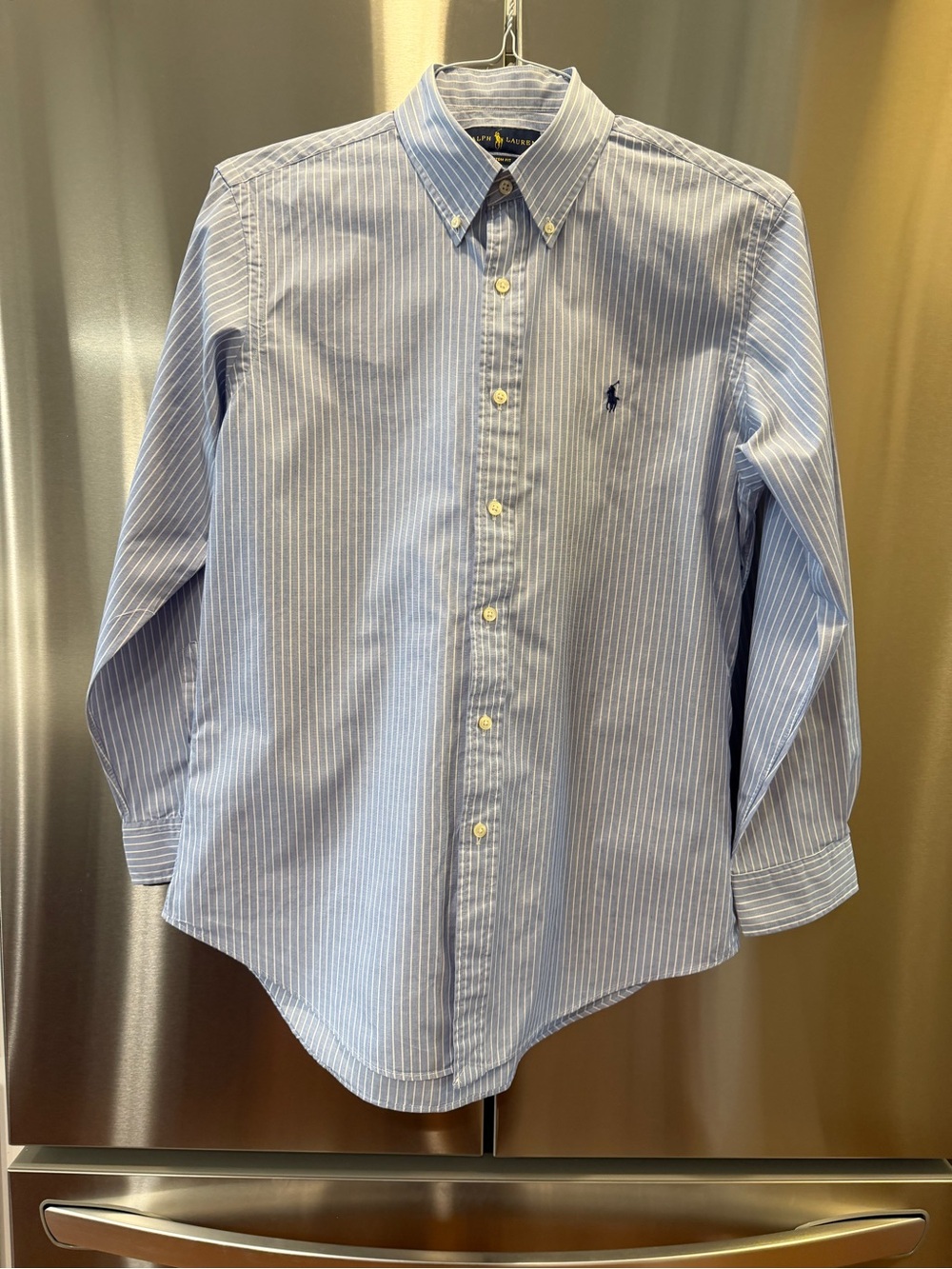 Ralph Lauren Light Blue and White Stripe Button-Down Shirt